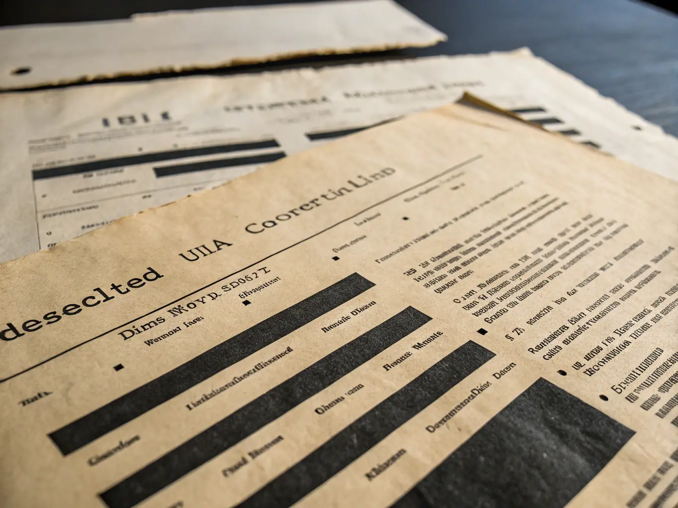 A close-up image of a declassified CIA document with redacted sections, highlighting the intrigue and mystery surrounding government secrets.